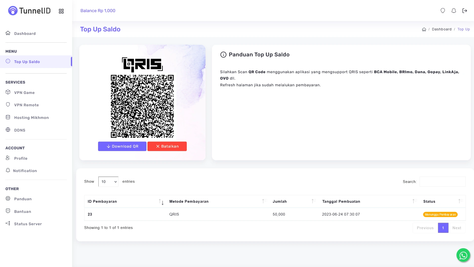 Tunnel ID Top Up QRIS 2