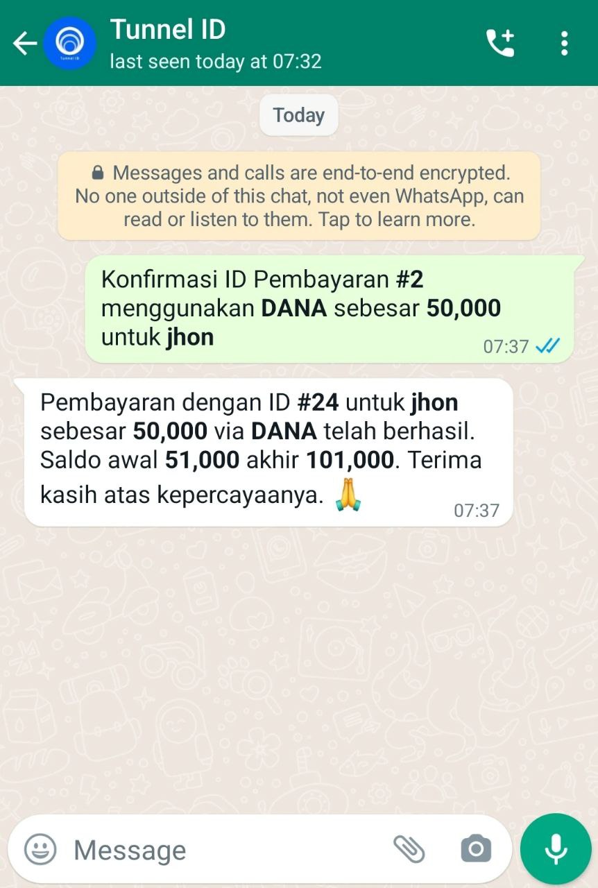 Tunnel ID Konfirmasi Top Up